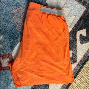 *SOLD* Lululemon Shorts Mens Large 5” Inseam Orange Running Elastic Workout